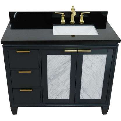 Bellaterra 43" Single Vanity w/ Counter Top and Sink Dark Gray Finish - Right Door/Right Sink 400990-43R-DG-BGRR