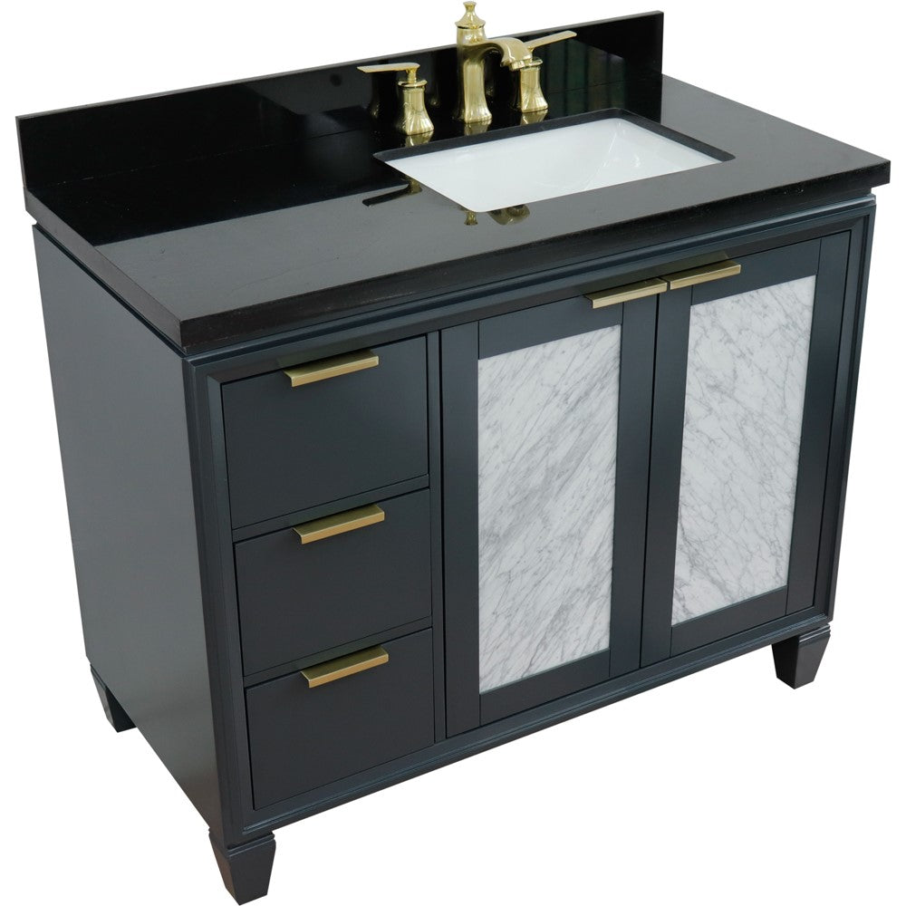 Bellaterra 43" Single Vanity w/ Counter Top and Sink Dark Gray Finish - Right Door/Right Sink 400990-43R-DG-BGRR