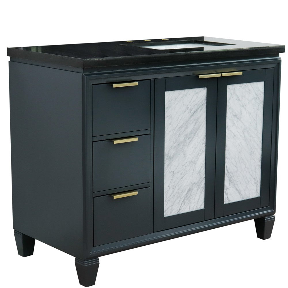 Bellaterra 43" Single Vanity w/ Counter Top and Sink Dark Gray Finish - Right Door/Right Sink 400990-43R-DG-BGRR