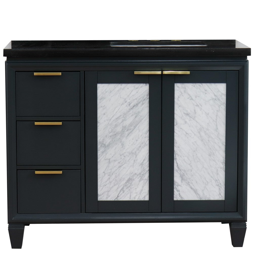 Bellaterra 43" Single Vanity w/ Counter Top and Sink Dark Gray Finish - Right Door/Right Sink 400990-43R-DG-BGRR