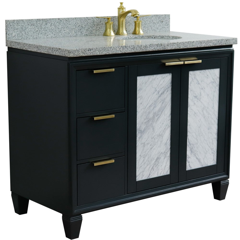 Bellaterra 43" Single Vanity w/ Counter Top and Sink Dark Gray Finish - Right Door/Right Sink 400990-43R-DG-GYOR