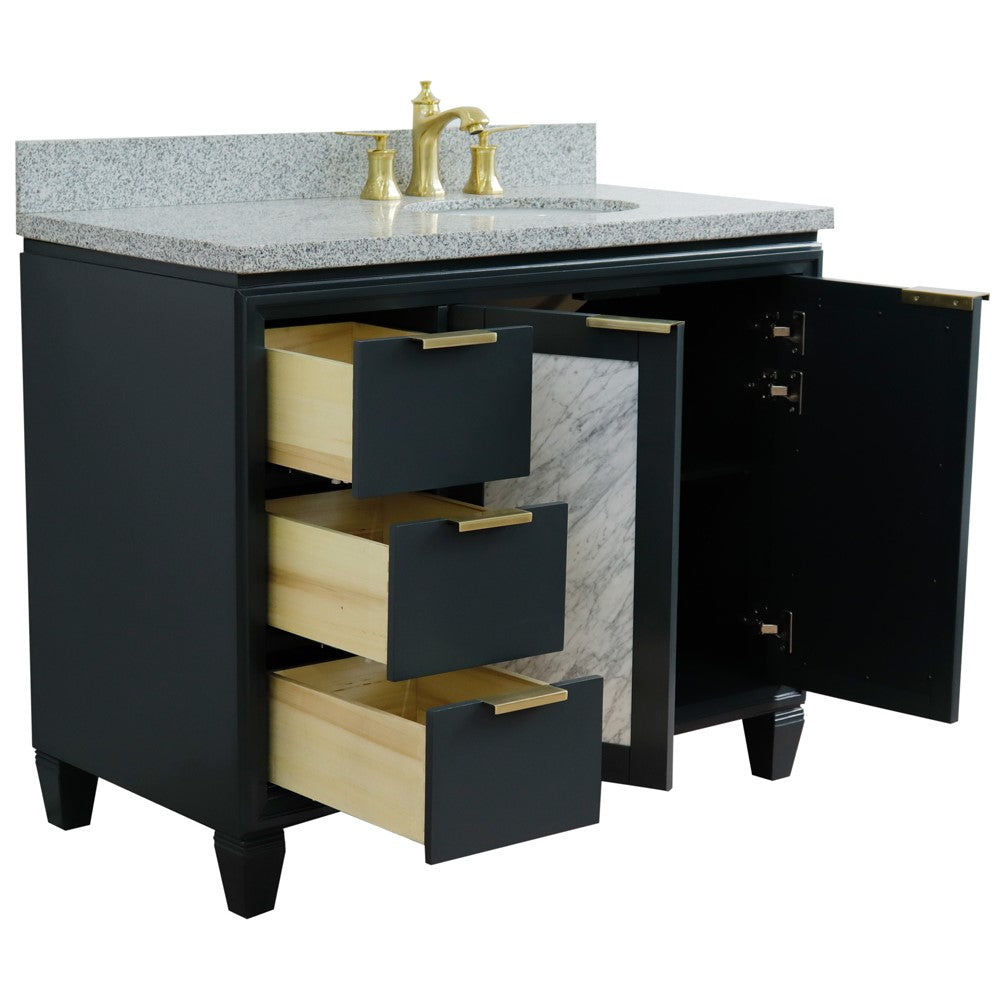 Bellaterra 43" Single Vanity w/ Counter Top and Sink Dark Gray Finish - Right Door/Right Sink 400990-43R-DG-GYOR