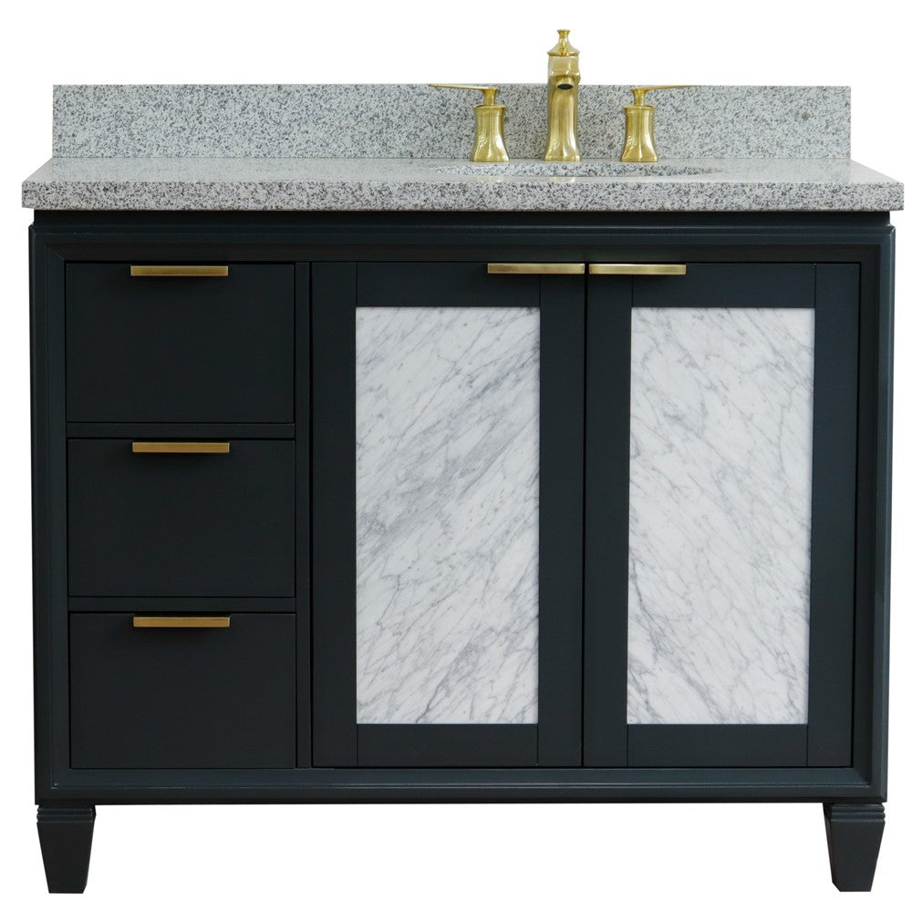 Bellaterra 43" Single Vanity w/ Counter Top and Sink Dark Gray Finish - Right Door/Right Sink 400990-43R-DG-GYOR