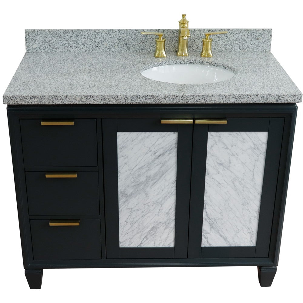 Bellaterra 43" Single Vanity w/ Counter Top and Sink Dark Gray Finish - Right Door/Right Sink 400990-43R-DG-GYOR