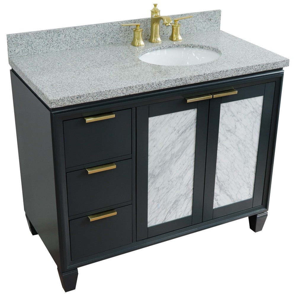 Bellaterra 43" Single Vanity w/ Counter Top and Sink Dark Gray Finish - Right Door/Right Sink 400990-43R-DG-GYOR