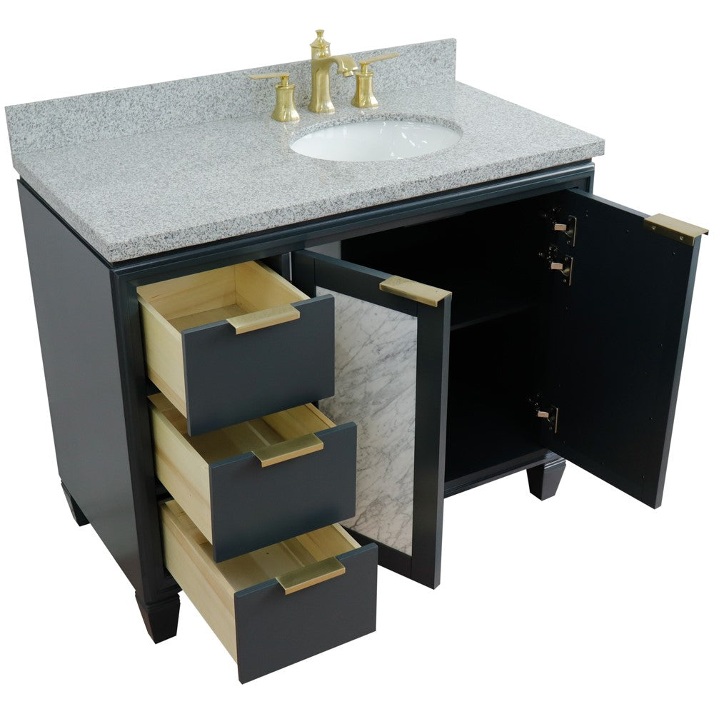 Bellaterra 43" Single Vanity w/ Counter Top and Sink Dark Gray Finish - Right Door/Right Sink 400990-43R-DG-GYOR