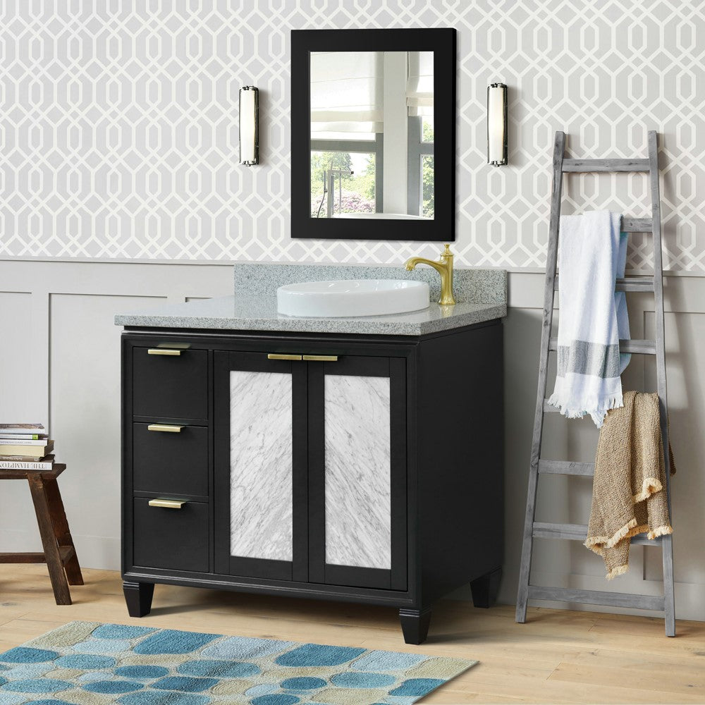 Bellaterra 43" Single Vanity w/ Counter Top and Sink Dark Gray Finish - Right Door/Right Sink 400990-43R-DG-GYRDR