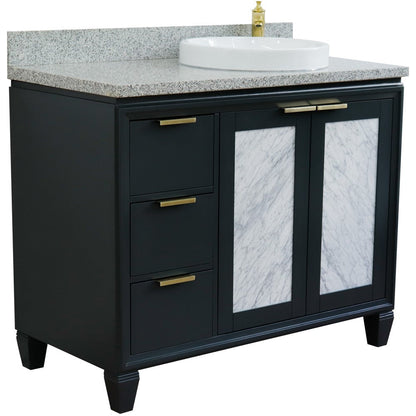 Bellaterra 43" Single Vanity w/ Counter Top and Sink Dark Gray Finish - Right Door/Right Sink 400990-43R-DG-GYRDR