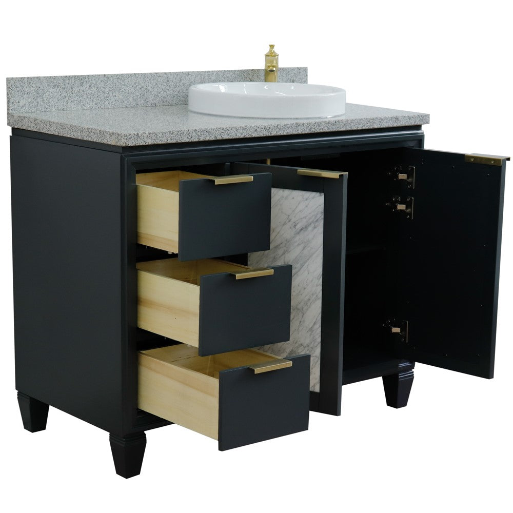 Bellaterra 43" Single Vanity w/ Counter Top and Sink Dark Gray Finish - Right Door/Right Sink 400990-43R-DG-GYRDR