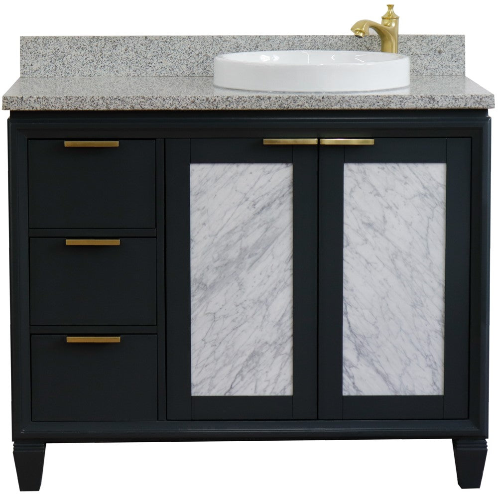 Bellaterra 43" Single Vanity w/ Counter Top and Sink Dark Gray Finish - Right Door/Right Sink 400990-43R-DG-GYRDR