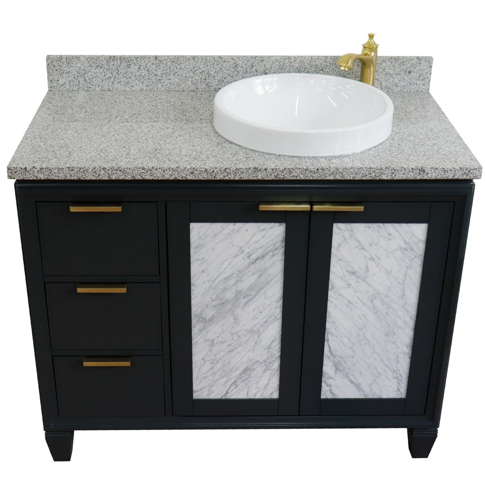 Bellaterra 43" Single Vanity w/ Counter Top and Sink Dark Gray Finish - Right Door/Right Sink 400990-43R-DG-GYRDR