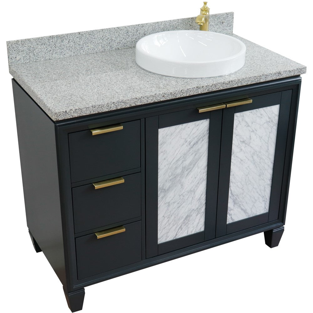 Bellaterra 43" Single Vanity w/ Counter Top and Sink Dark Gray Finish - Right Door/Right Sink 400990-43R-DG-GYRDR