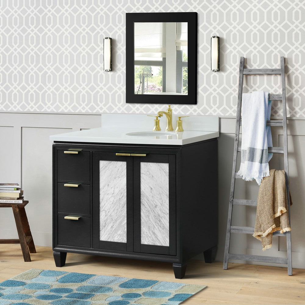 Bellaterra 43" Single Vanity w/ Counter Top and Sink Dark Gray Finish - Right Door/Right Sink 400990-43R-DG