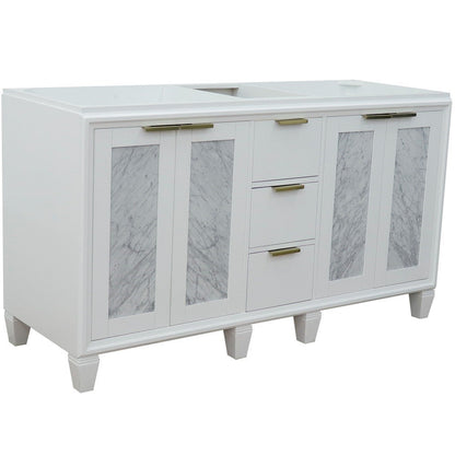 Bellaterra 60" Double Vanity - Cabinet Only 400990-60D, White, Front