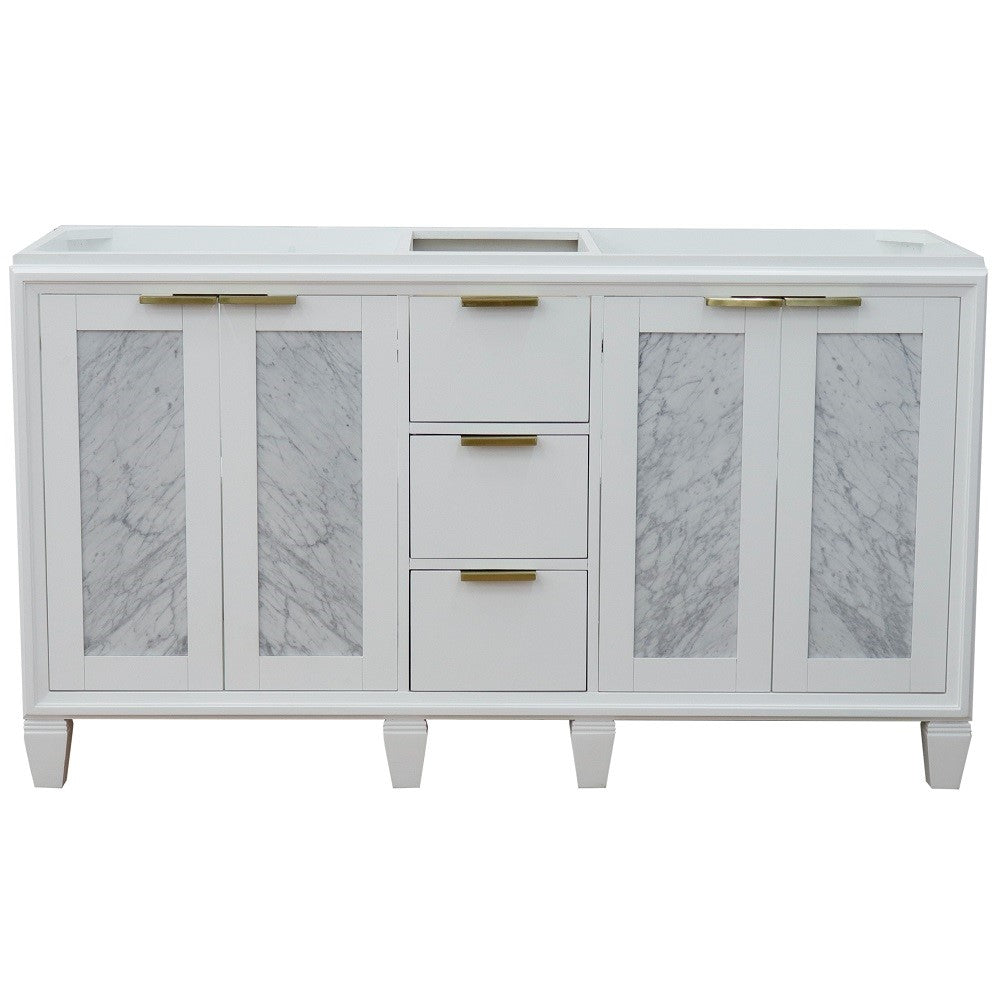 Bellaterra 60" Double Vanity - Cabinet Only 400990-60D, White, Front