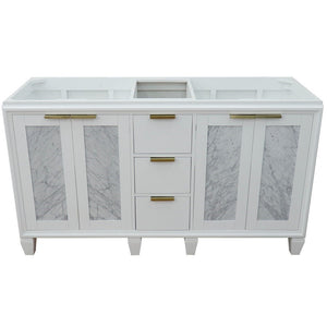 Bellaterra 60" Double Vanity - Cabinet Only 400990-60D, White, Front