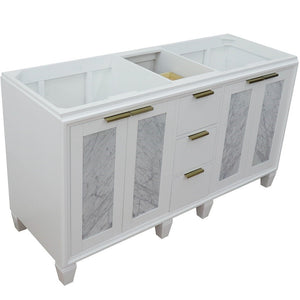 Bellaterra 60" Double Vanity - Cabinet Only 400990-60D, White, Top Sideview