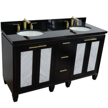 Load image into Gallery viewer, Bellaterra Shlomo - to Split 61&quot; Double Vanity w/ Counter Top and Sink Black Finish 400990-61D-BL-BGO