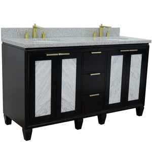 Bellaterra Shlomo - to Split 61" Double Vanity w/ Counter Top and Sink Black Finish 400990-61D-BL-GYO