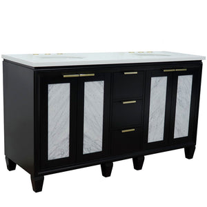 Bellaterra Shlomo - to Split 61" Double Vanity w/ Counter Top and Sink Black Finish 400990-61D-BL-WEO