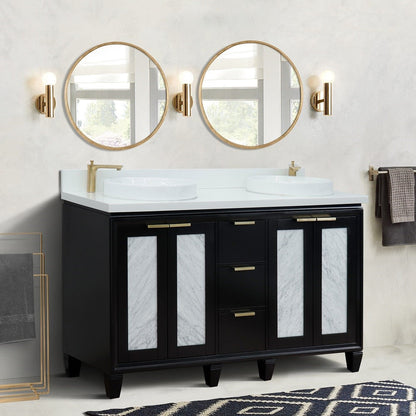 Bellaterra Shlomo - to Split 61" Double Vanity w/ Counter Top and Sink Black Finish 400990-61D-BL-WERD