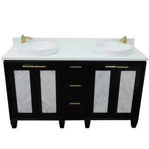 Bellaterra Shlomo - to Split 61" Double Vanity w/ Counter Top and Sink Black Finish 400990-61D-BL-WERD