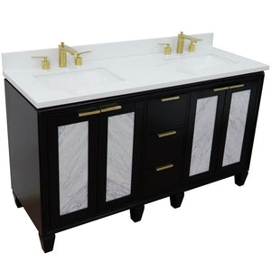Bellaterra Shlomo - to Split 61" Double Vanity w/ Counter Top and Sink Black Finish 400990-61D-BL-WER