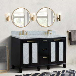 Bellaterra Shlomo - to Split 61" Double Vanity w/ Counter Top and Sink Black Finish 400990-61D-BL-WMO