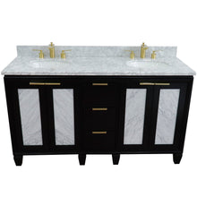 Load image into Gallery viewer, Bellaterra Shlomo - to Split 61&quot; Double Vanity w/ Counter Top and Sink Black Finish 400990-61D-BL-WMO