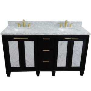 Bellaterra Shlomo - to Split 61" Double Vanity w/ Counter Top and Sink Black Finish 400990-61D-BL-WMO
