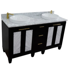 Load image into Gallery viewer, Bellaterra Shlomo - to Split 61&quot; Double Vanity w/ Counter Top and Sink Black Finish 400990-61D-BL-WMRD