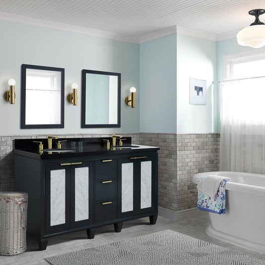 Bellaterra Shlomo - to Split 61" Double Vanity w/ Counter Top and Sink Dark Gray Finish 400990-61D-DG-BGO