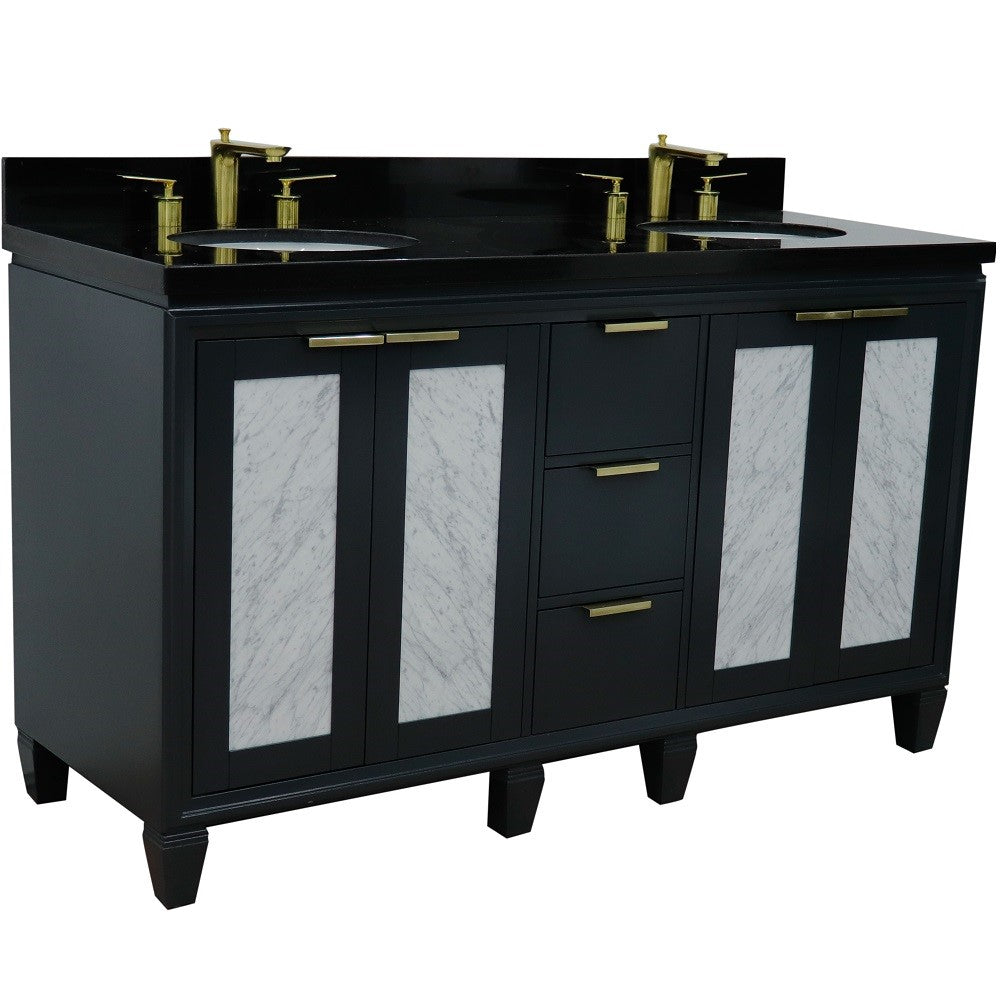 Bellaterra Shlomo - to Split 61" Double Vanity w/ Counter Top and Sink Dark Gray Finish 400990-61D-DG-BGO