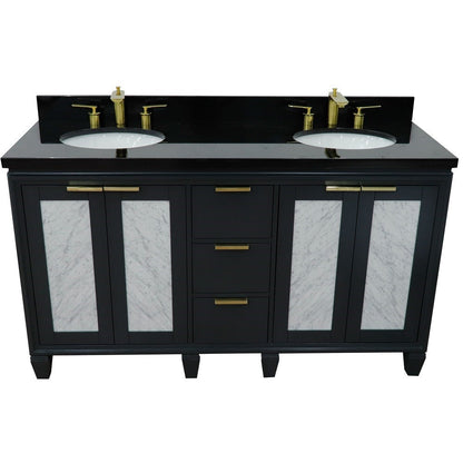 Bellaterra Shlomo - to Split 61" Double Vanity w/ Counter Top and Sink Dark Gray Finish 400990-61D-DG-BGO