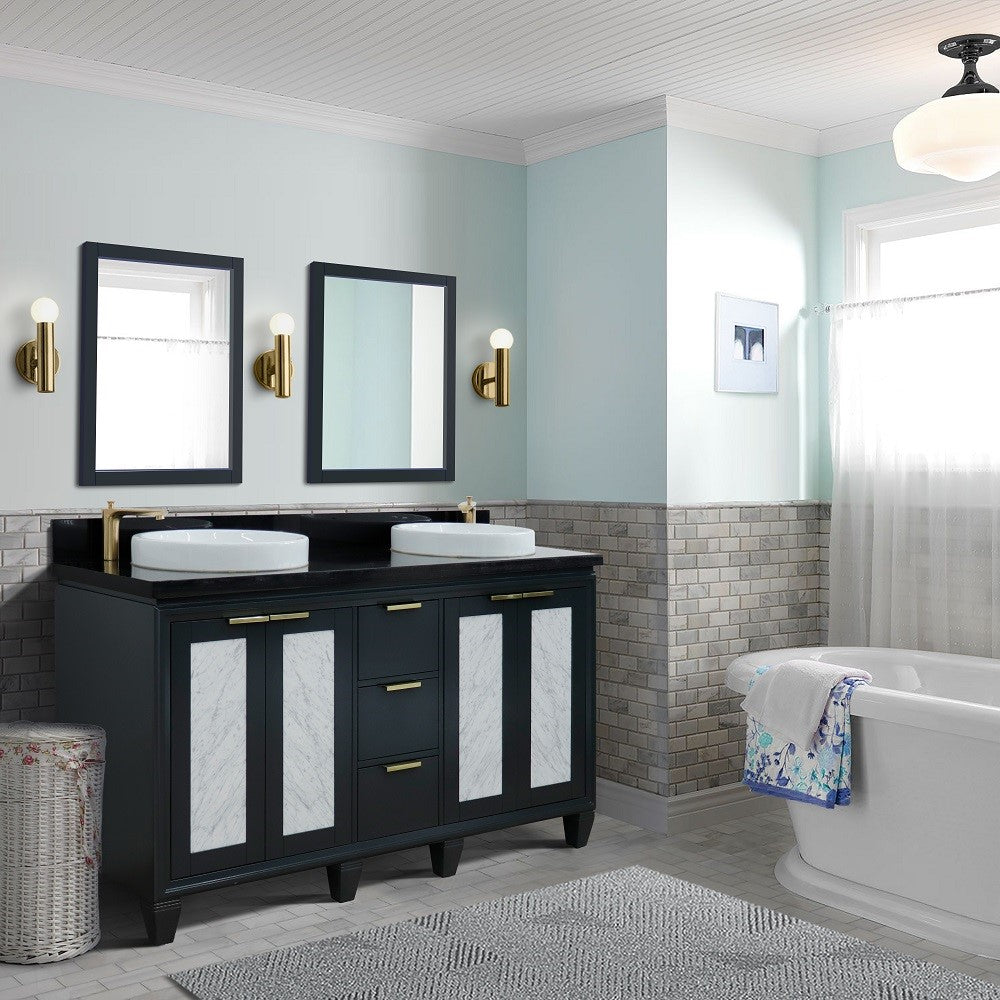 Bellaterra Shlomo - to Split 61" Double Vanity w/ Counter Top and Sink Dark Gray Finish 400990-61D-DG-BGRD