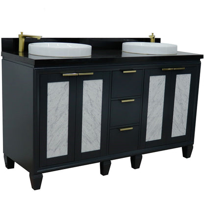 Bellaterra Shlomo - to Split 61" Double Vanity w/ Counter Top and Sink Dark Gray Finish 400990-61D-DG-BGRD