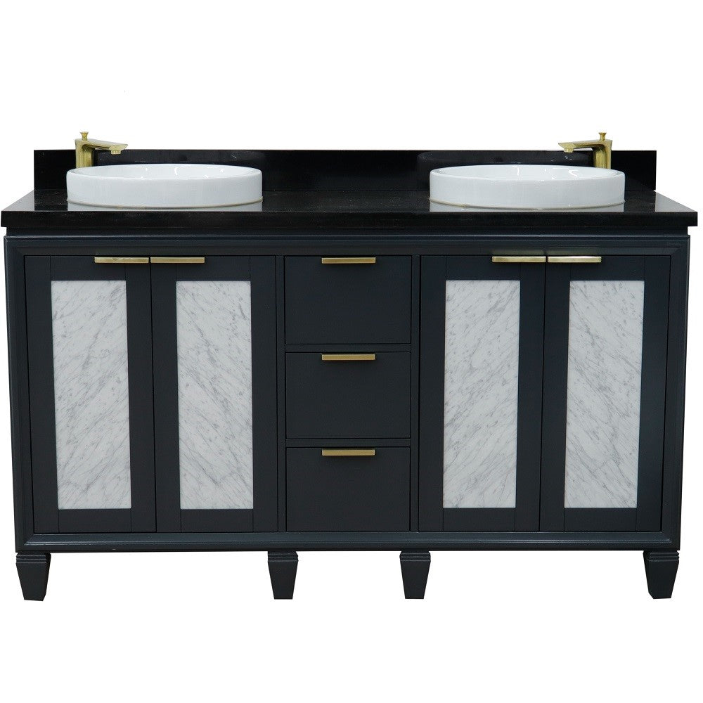 Bellaterra Shlomo - to Split 61" Double Vanity w/ Counter Top and Sink Dark Gray Finish 400990-61D-DG-BGRD