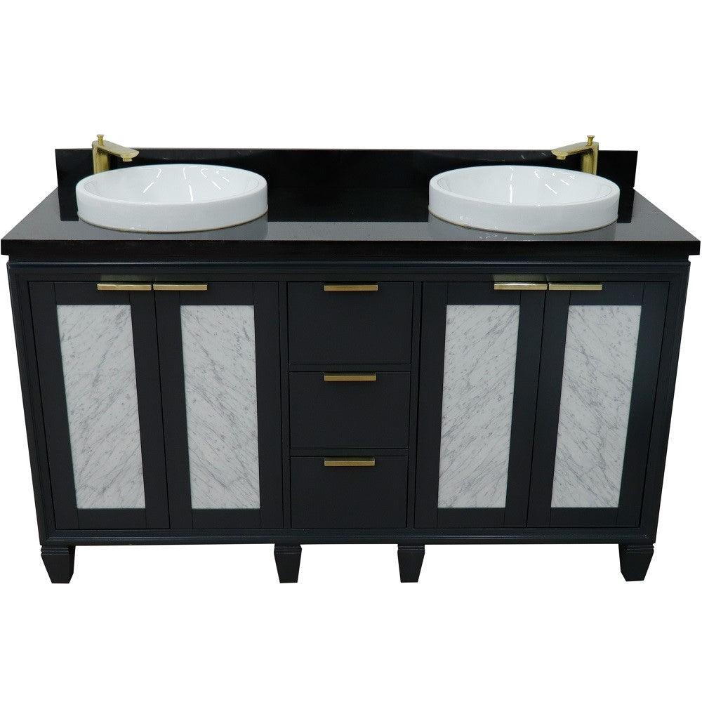 Bellaterra Shlomo - to Split 61" Double Vanity w/ Counter Top and Sink Dark Gray Finish 400990-61D-DG-BGRD
