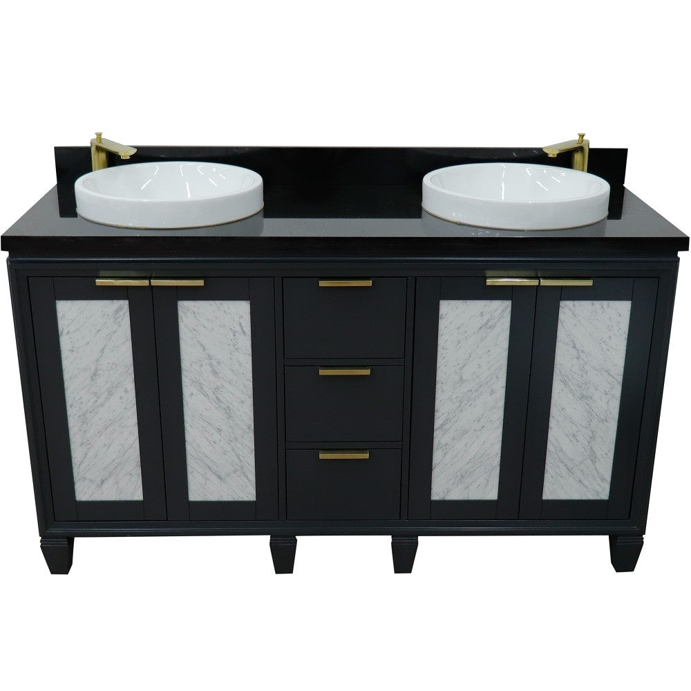 Bellaterra Shlomo - to Split 61" Double Vanity w/ Counter Top and Sink Dark Gray Finish 400990-61D-DG-BGRD