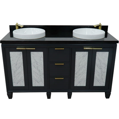 Bellaterra Shlomo - to Split 61" Double Vanity w/ Counter Top and Sink Dark Gray Finish 400990-61D-DG-BGRD