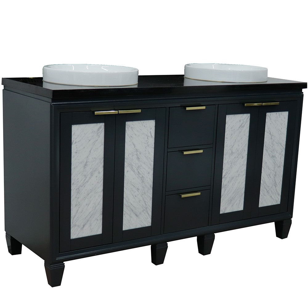 Bellaterra Shlomo - to Split 61" Double Vanity w/ Counter Top and Sink Dark Gray Finish 400990-61D-DG-BGRD