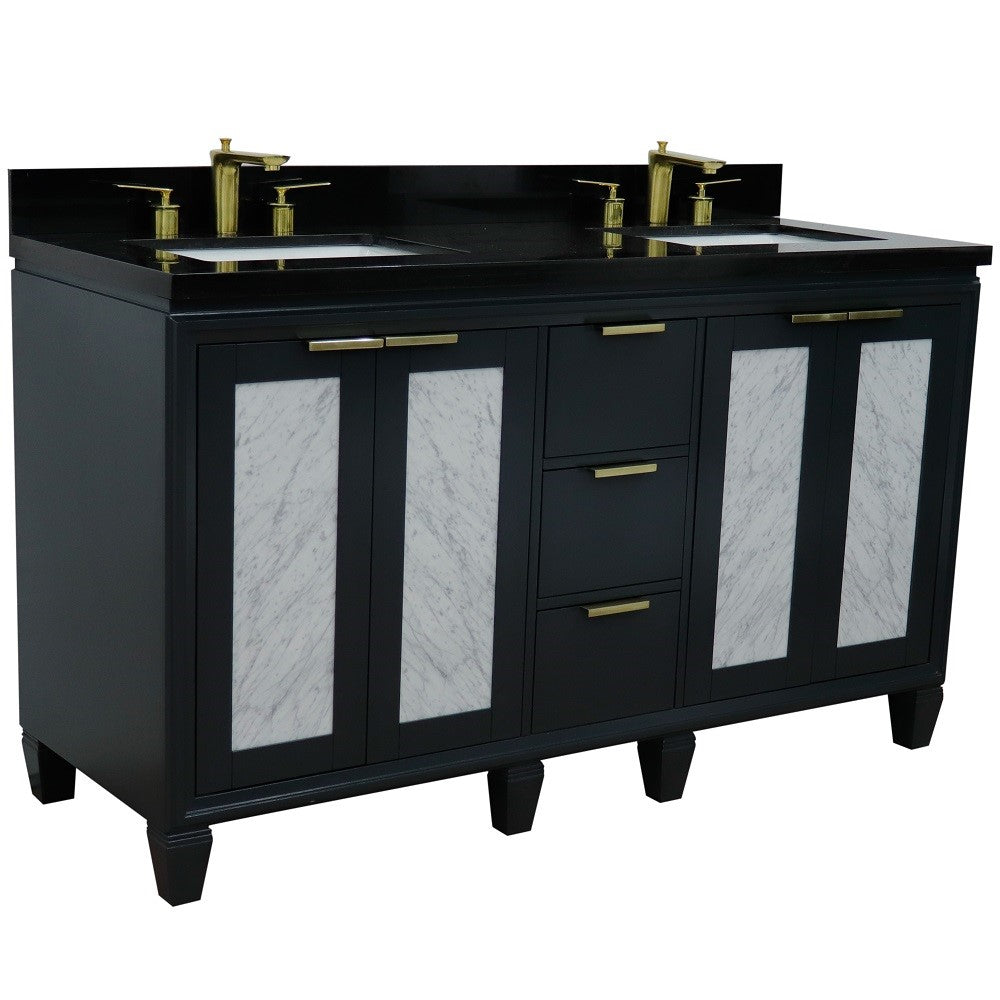 Bellaterra Shlomo - to Split 61" Double Vanity w/ Counter Top and Sink Dark Gray Finish 400990-61D-DG-BGR