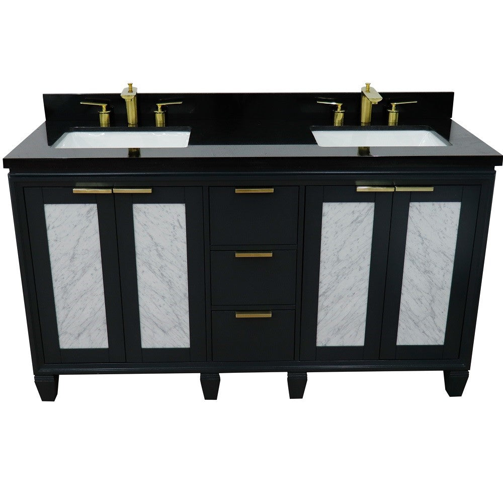 Bellaterra Shlomo - to Split 61" Double Vanity w/ Counter Top and Sink Dark Gray Finish 400990-61D-DG-BGR