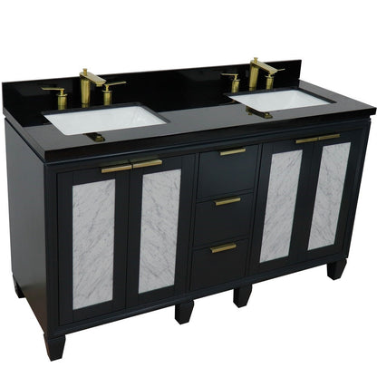 Bellaterra Shlomo - to Split 61" Double Vanity w/ Counter Top and Sink Dark Gray Finish 400990-61D-DG-BGR