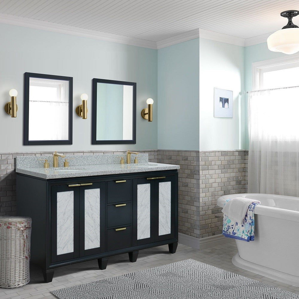 Bellaterra Shlomo - to Split 61" Double Vanity w/ Counter Top and Sink Dark Gray Finish 400990-61D-DG-GYO