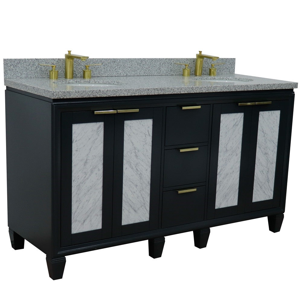 Bellaterra Shlomo - to Split 61" Double Vanity w/ Counter Top and Sink Dark Gray Finish 400990-61D-DG-GYO