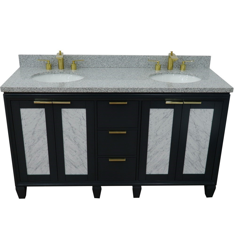 Bellaterra Shlomo - to Split 61" Double Vanity w/ Counter Top and Sink Dark Gray Finish 400990-61D-DG-GYO