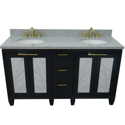 Bellaterra Shlomo - to Split 61" Double Vanity w/ Counter Top and Sink Dark Gray Finish 400990-61D-DG-GYO