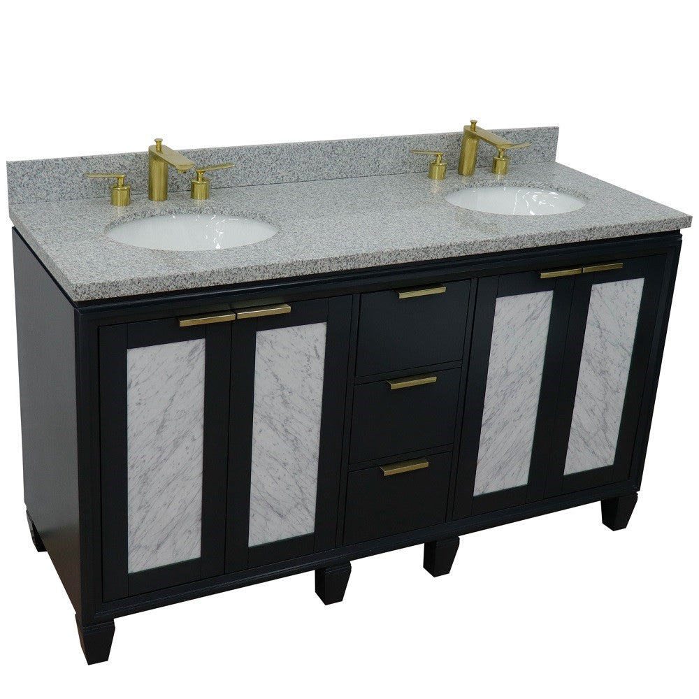 Bellaterra Shlomo - to Split 61" Double Vanity w/ Counter Top and Sink Dark Gray Finish 400990-61D-DG-GYO