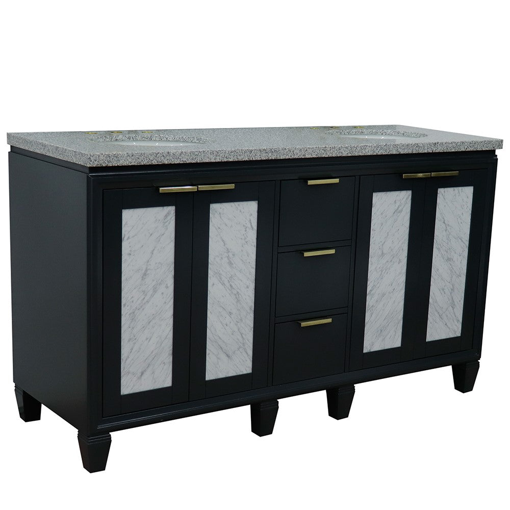 Bellaterra Shlomo - to Split 61" Double Vanity w/ Counter Top and Sink Dark Gray Finish 400990-61D-DG-GYO